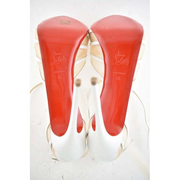 Christian Louboutin Filamenta 120 White Nude Mesh Cross Ankle Strap Heel Pump 42 - Picture 12 of 12